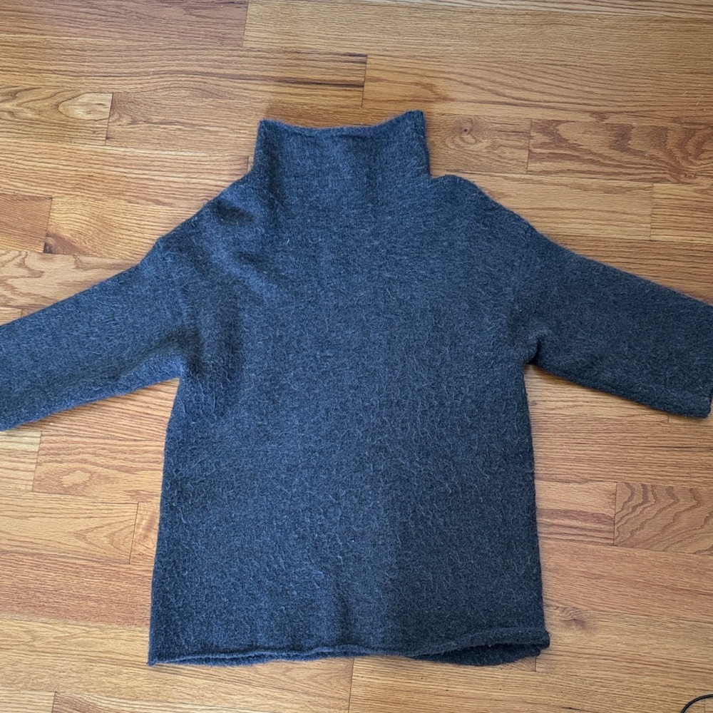 Zara grey Italian yarn 3/4 sleeves roll neck sweater size s